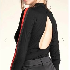 NWT Waisted Teardrop Red Stripe Bodysuit Size M